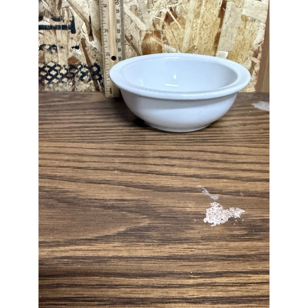 Antique Vintage Red Wing Pottery Ivory Ribbed Rim Cereal Soup Bowl White